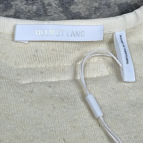 NWT Helmut Lang Shaggy Fleece V Neck Sweater Cream Oversized Faux Fur Sz L - Picture 9 of 16